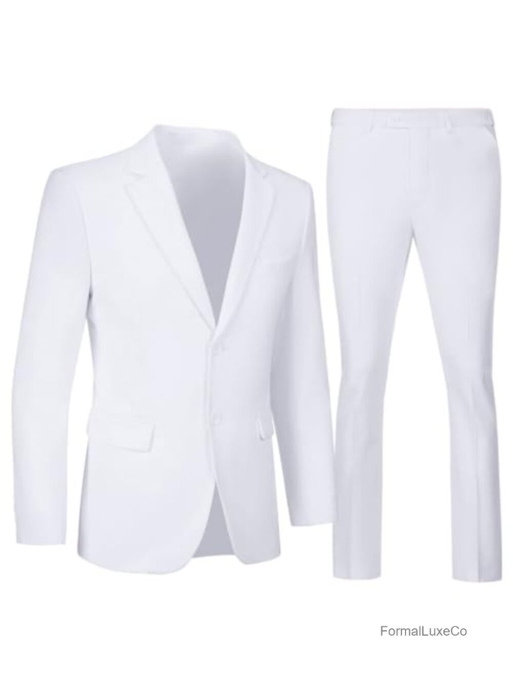 Men's Slim Fit 2-Piece Tuxedo Suit Jacket Pants Set, Solid Dress Suit